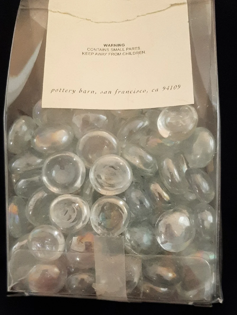 Pottery Barn Clear Iridescent Glass Gem Marbles